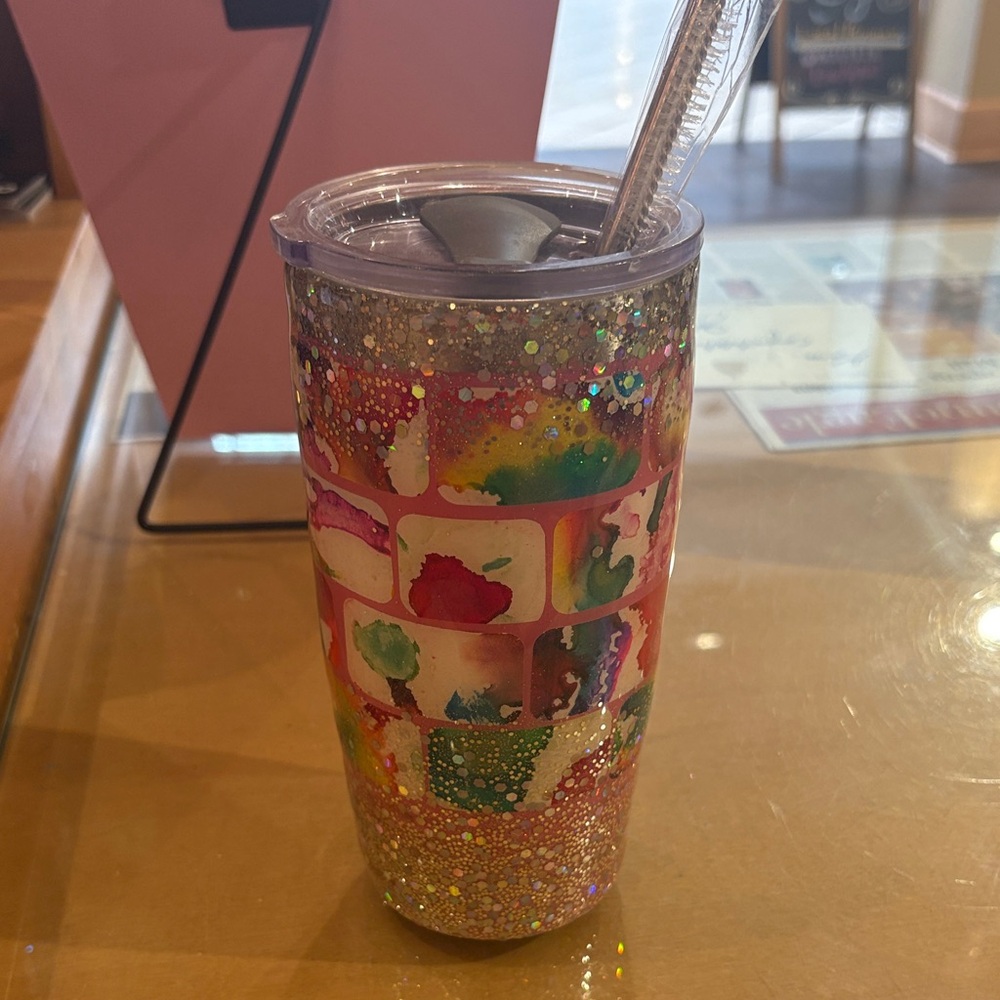 Brick Colorful Glitter Epoxy Tumbler with Straw and Cleaner